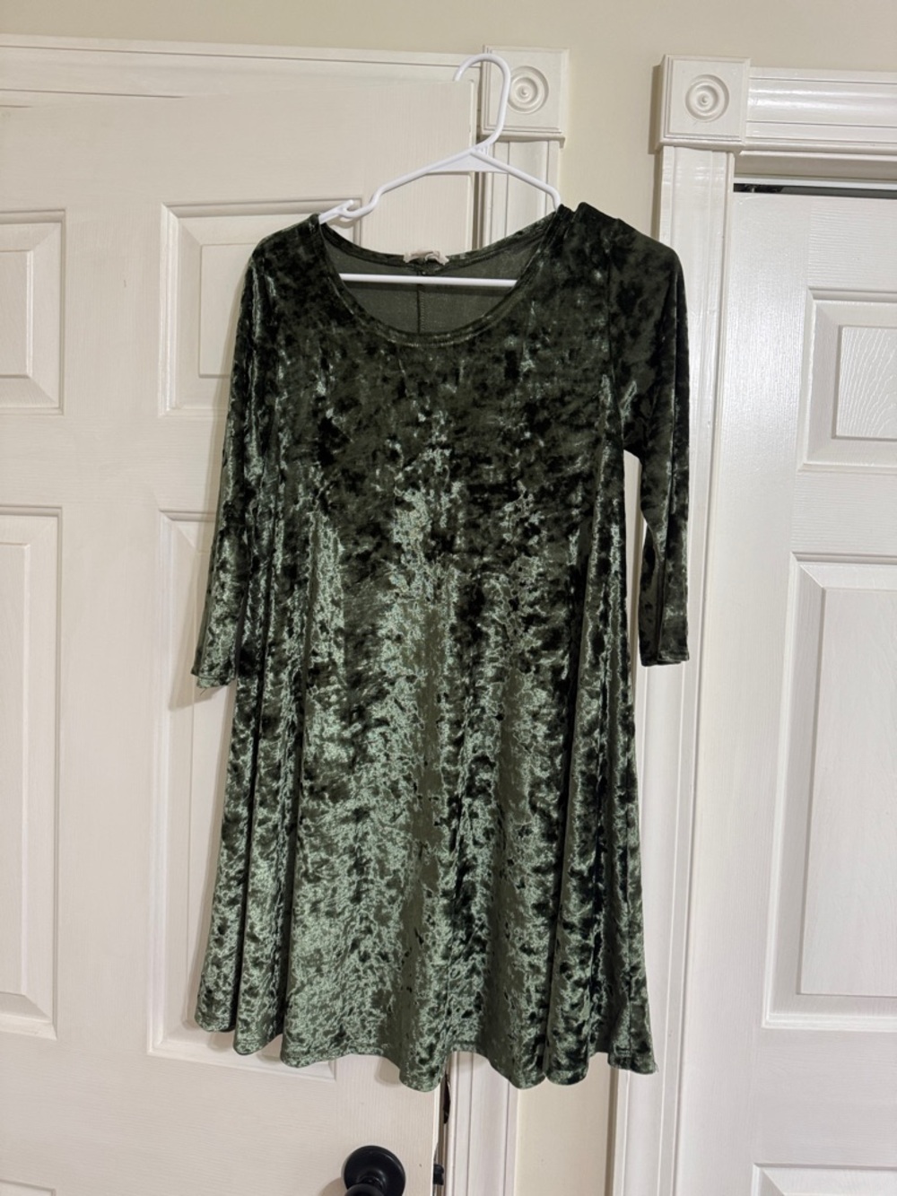 Rolla Coster Crushed Velvet Swing Dress in Olive